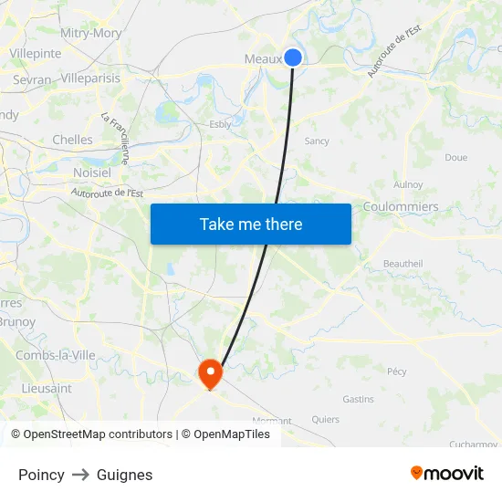 Poincy to Guignes map