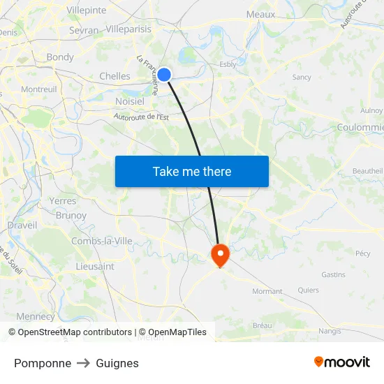 Pomponne to Guignes map