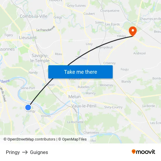 Pringy to Guignes map