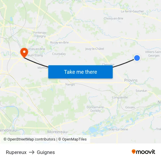 Rupereux to Guignes map