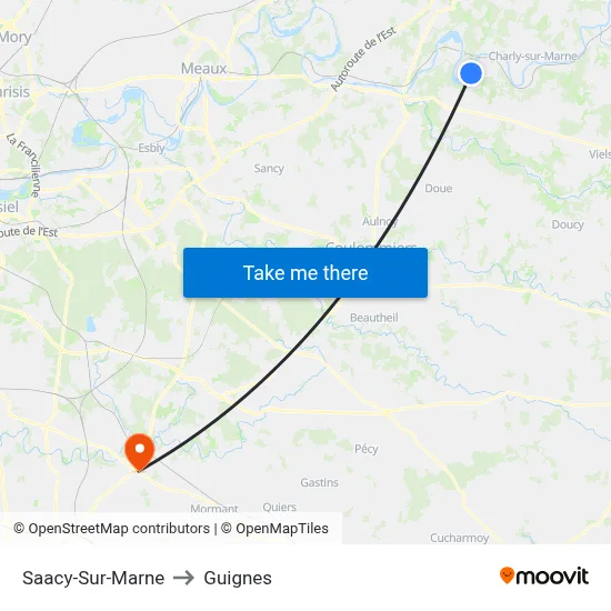 Saacy-Sur-Marne to Guignes map