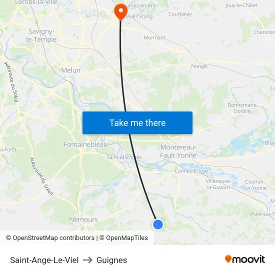 Saint-Ange-Le-Viel to Guignes map