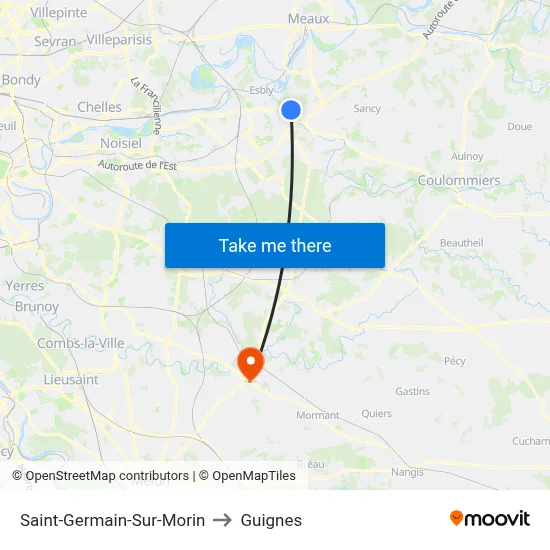 Saint-Germain-Sur-Morin to Guignes map
