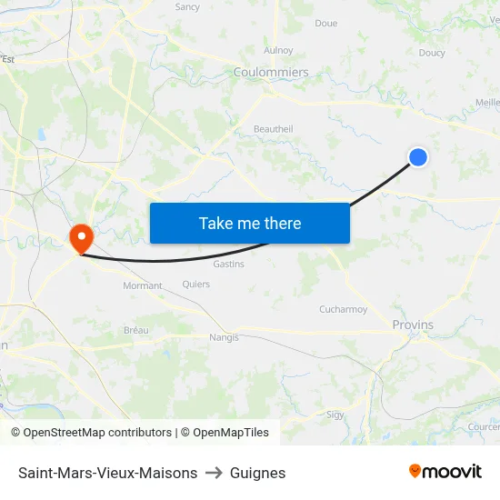 Saint-Mars-Vieux-Maisons to Guignes map