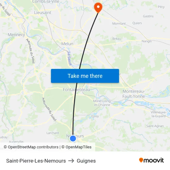 Saint-Pierre-Les-Nemours to Guignes map