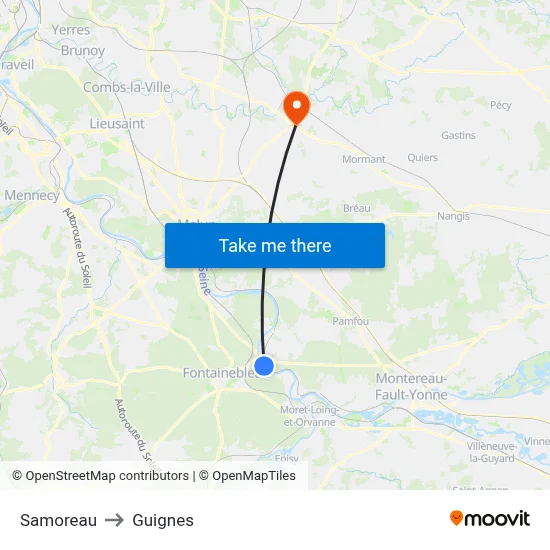 Samoreau to Guignes map