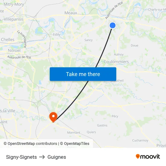 Signy-Signets to Guignes map