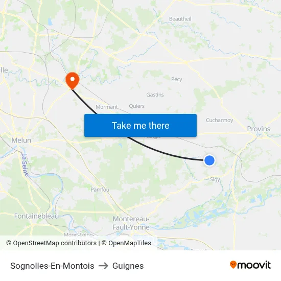 Sognolles-En-Montois to Guignes map