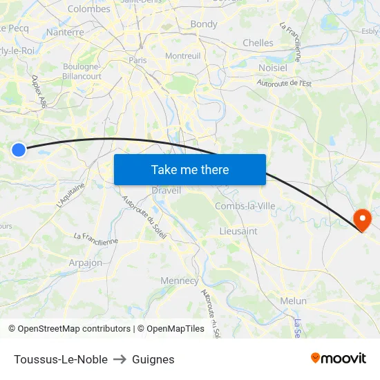 Toussus-Le-Noble to Guignes map