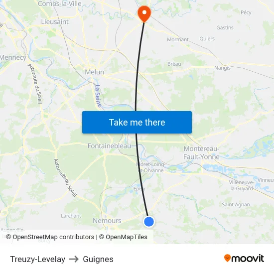Treuzy-Levelay to Guignes map