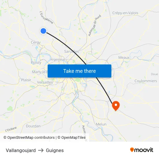 Vallangoujard to Guignes map