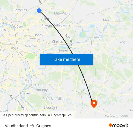 Vaudherland to Guignes map