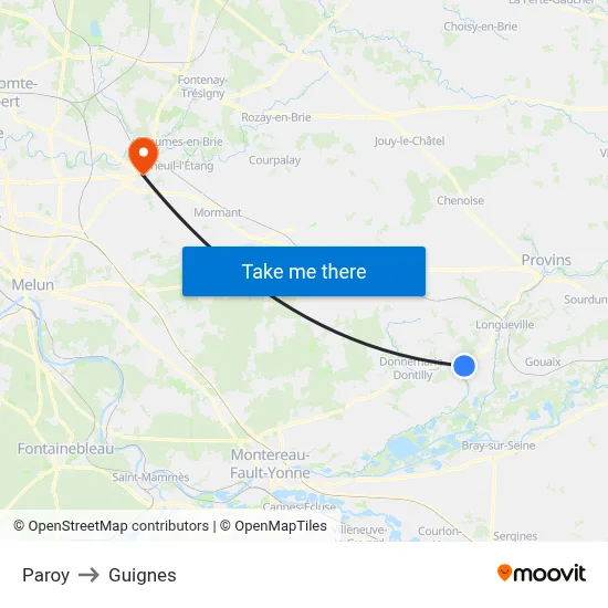 Paroy to Guignes map