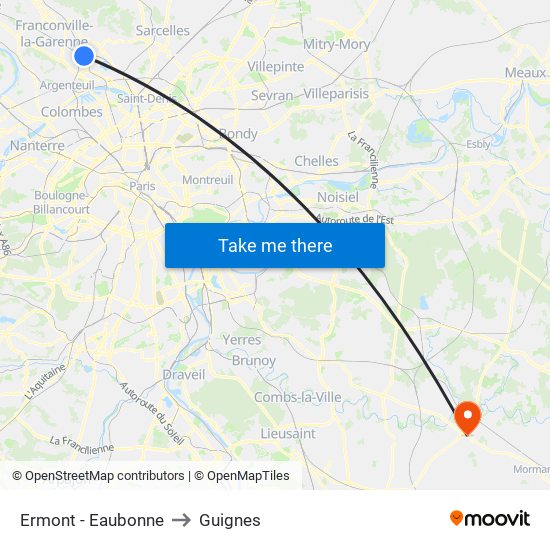 Ermont - Eaubonne to Guignes map