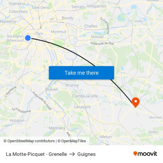 La Motte-Picquet - Grenelle to Guignes map