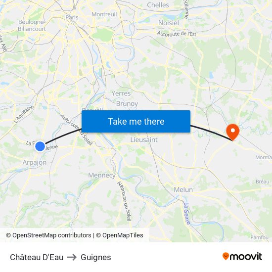 Château D'Eau to Guignes map