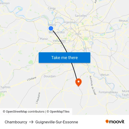 Chambourcy to Guigneville-Sur-Essonne map