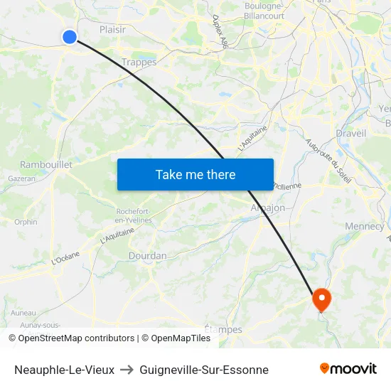 Neauphle-Le-Vieux to Guigneville-Sur-Essonne map