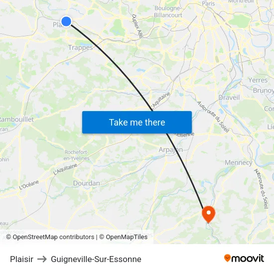 Plaisir to Guigneville-Sur-Essonne map