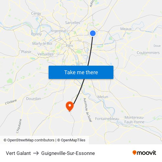 Vert Galant to Guigneville-Sur-Essonne map