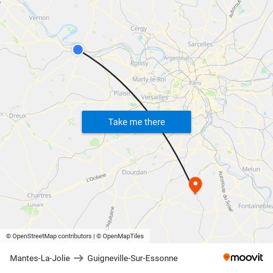 Mantes-La-Jolie to Guigneville-Sur-Essonne map