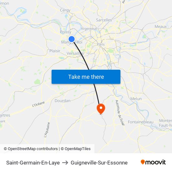 Saint-Germain-En-Laye to Guigneville-Sur-Essonne map