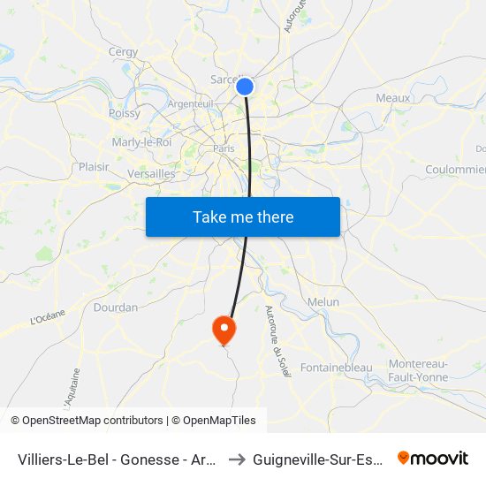 Villiers-Le-Bel - Gonesse - Arnouville to Guigneville-Sur-Essonne map