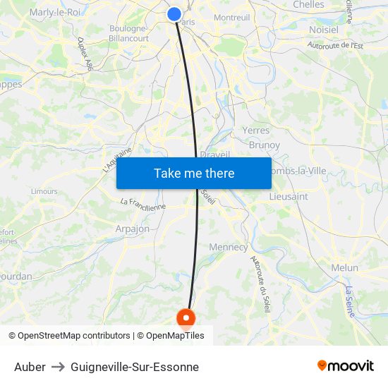 Auber to Guigneville-Sur-Essonne map