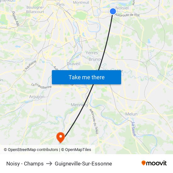 Noisy - Champs to Guigneville-Sur-Essonne map