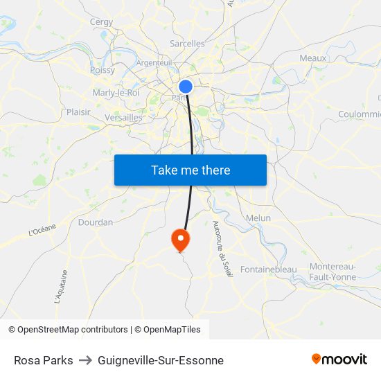 Rosa Parks to Guigneville-Sur-Essonne map