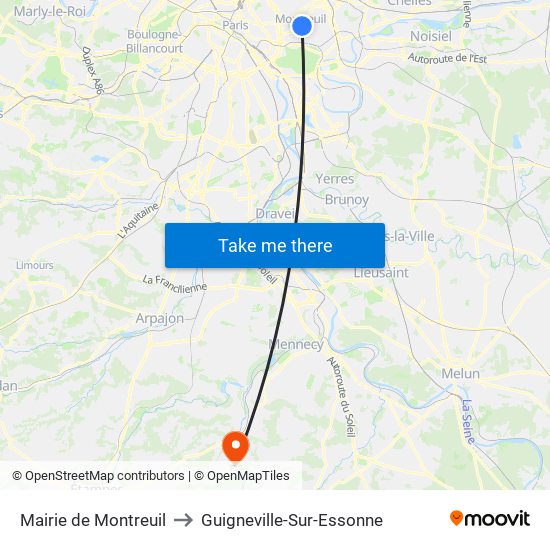 Mairie de Montreuil to Guigneville-Sur-Essonne map