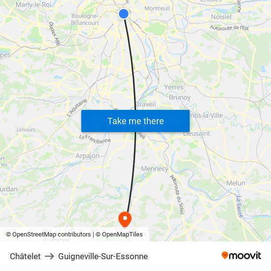 Châtelet to Guigneville-Sur-Essonne map