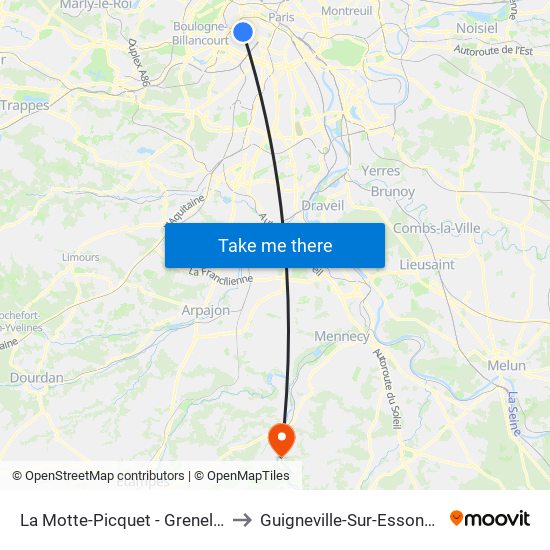 La Motte-Picquet - Grenelle to Guigneville-Sur-Essonne map