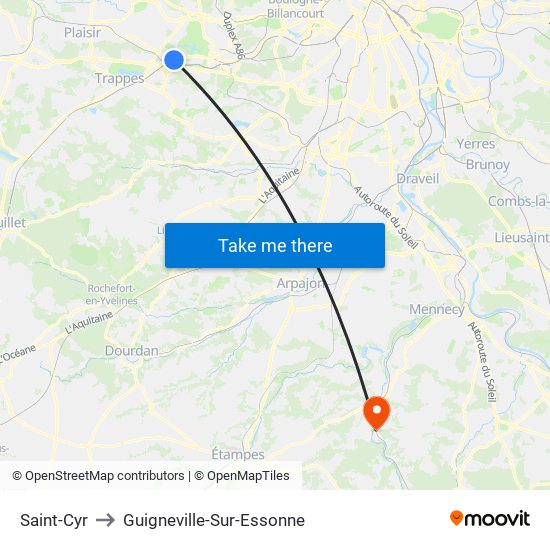 Saint-Cyr to Guigneville-Sur-Essonne map
