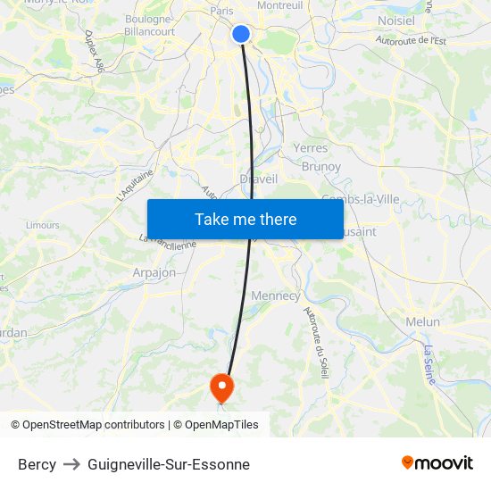 Bercy to Guigneville-Sur-Essonne map