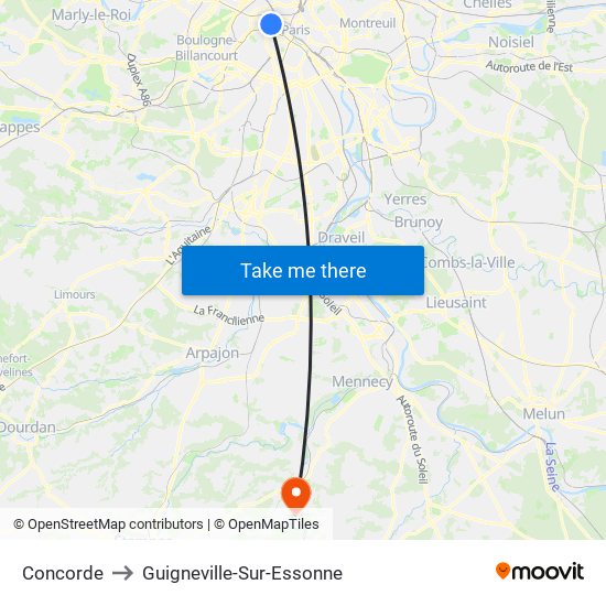 Concorde to Guigneville-Sur-Essonne map