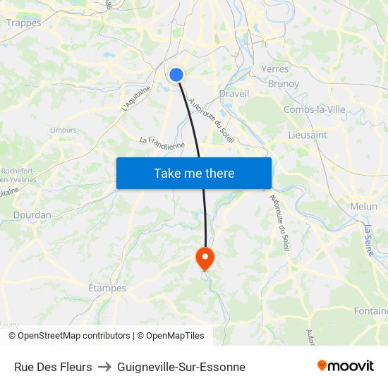 Rue Des Fleurs to Guigneville-Sur-Essonne map