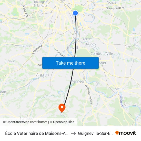 École Vétérinaire de Maisons-Alfort - Métro to Guigneville-Sur-Essonne map