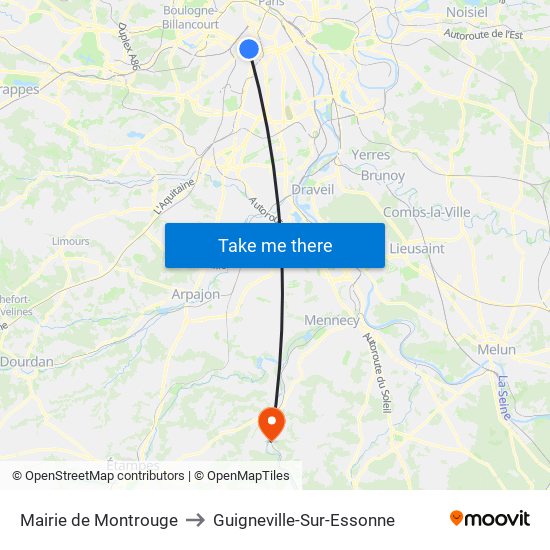 Mairie de Montrouge to Guigneville-Sur-Essonne map