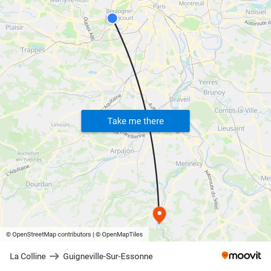 La Colline to Guigneville-Sur-Essonne map