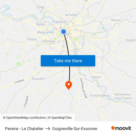 Pereire - Le Chatelier to Guigneville-Sur-Essonne map