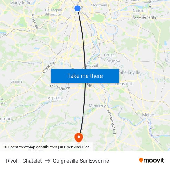 Rivoli - Châtelet to Guigneville-Sur-Essonne map