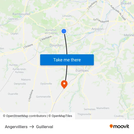 Angervilliers to Guillerval map