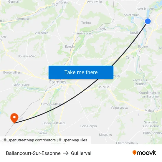 Ballancourt-Sur-Essonne to Guillerval map