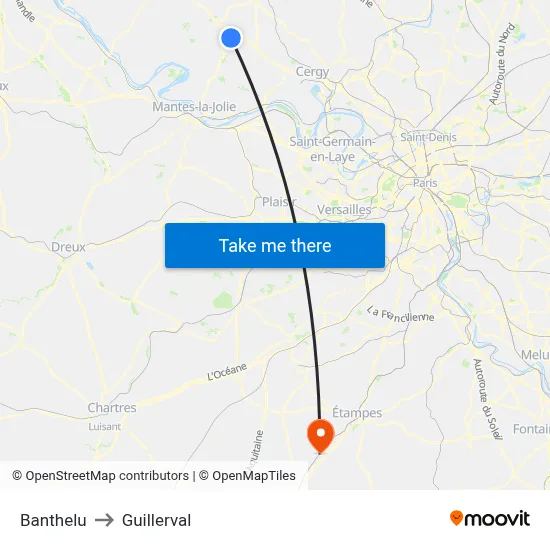 Banthelu to Guillerval map