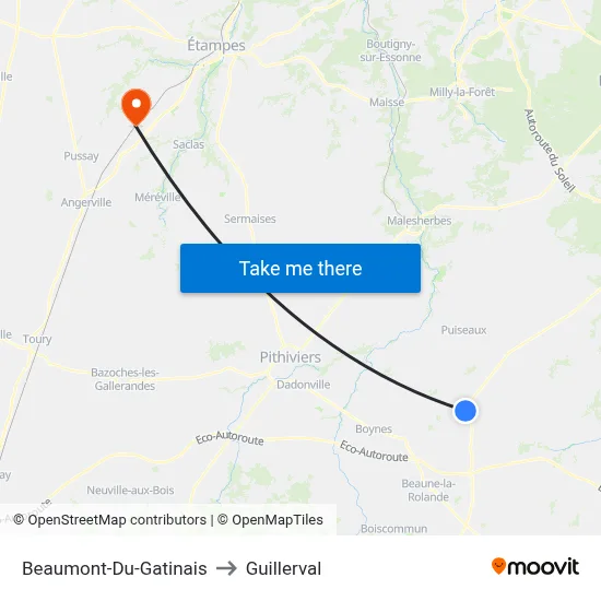 Beaumont-Du-Gatinais to Guillerval map
