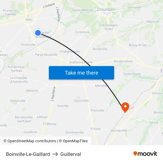 Boinville-Le-Gaillard to Guillerval map