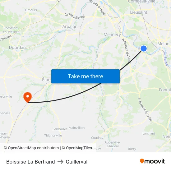 Boissise-La-Bertrand to Guillerval map
