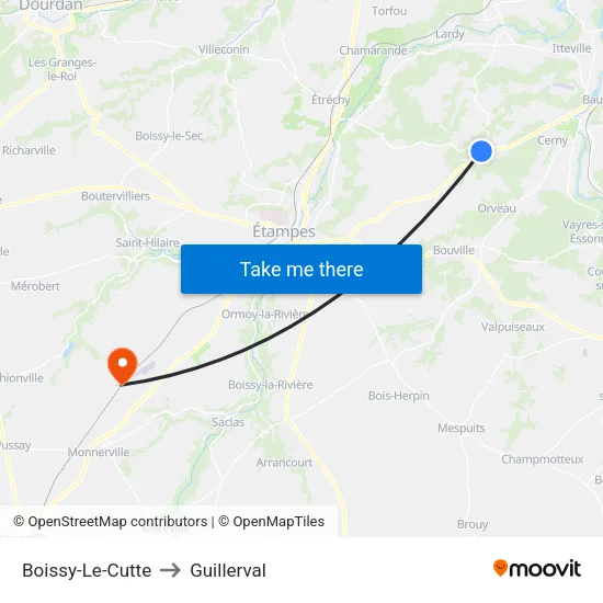 Boissy-Le-Cutte to Guillerval map