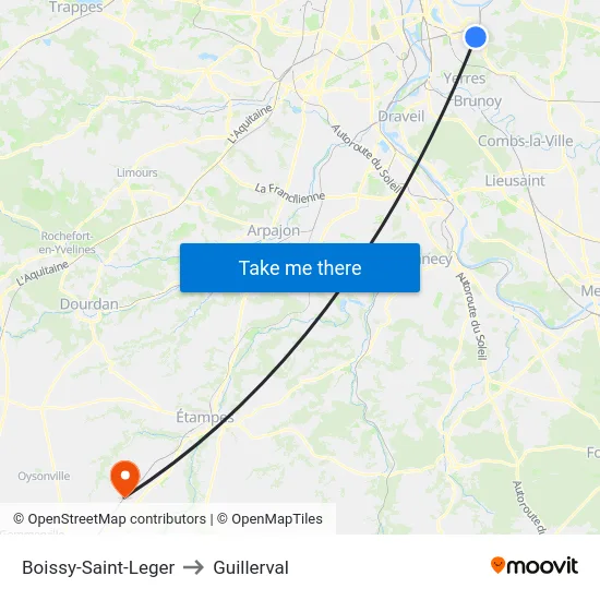 Boissy-Saint-Leger to Guillerval map